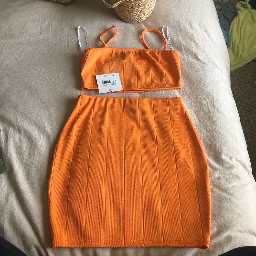 missguided crop and mini skirt set